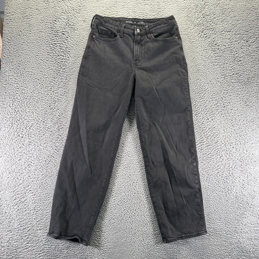 Old Navy O.G Jeans Women's 10 Black Cotton Denim Straight Loose Workwear Stretch